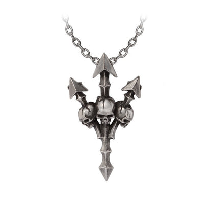 Alchemy Gothic Deadly Trident Skull Pendant