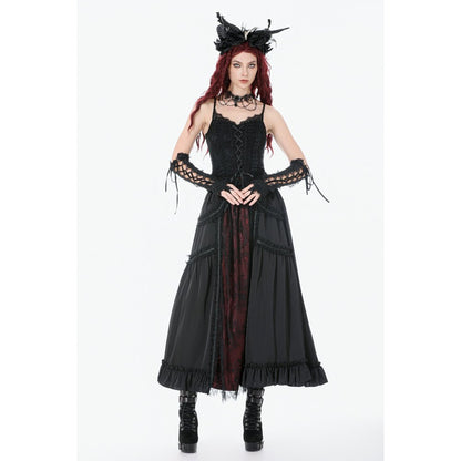 Dark in Love Gothic Victorian Lace Panel Skirt (Crimson)