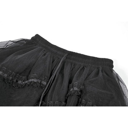 Dark in Love Gothic Tailed Sheer Mesh Petticoat Skirt