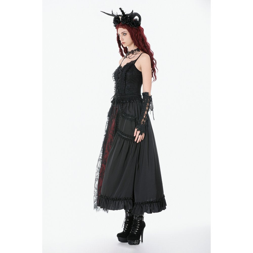 Dark in Love Black Lace Court Lace-Up Camisole