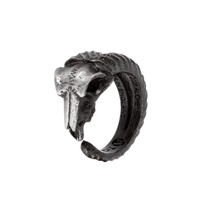 Alchemy Gothic Diabolica Ram Skull Ring Gothic Pewter Adjustable Jewellery