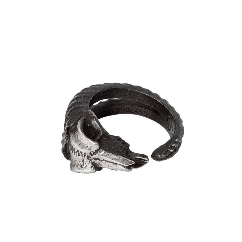 Alchemy Gothic Diabolica Ram Skull Ring Gothic Pewter Adjustable Jewellery