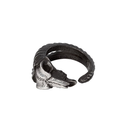 Alchemy Gothic Diabolica Ram Skull Ring Gothic Pewter Adjustable Jewellery