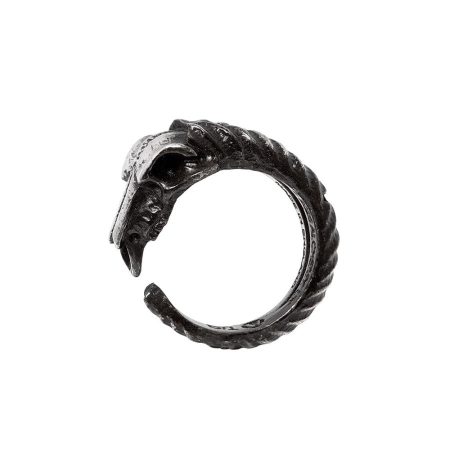 Alchemy Gothic Diabolica Ram Skull Ring Gothic Pewter Adjustable Jewellery