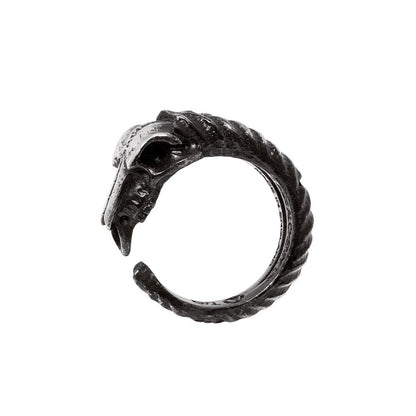 Alchemy Gothic Diabolica Ram Skull Ring Gothic Pewter Adjustable Jewellery
