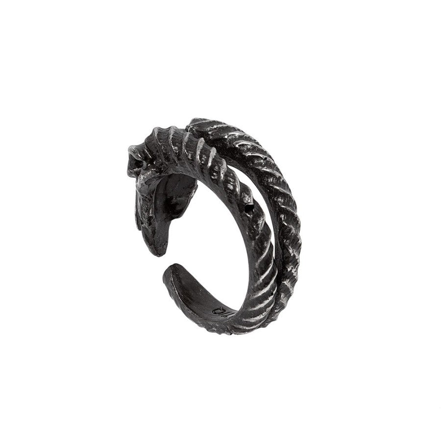Alchemy Gothic Diabolica Ram Skull Ring Gothic Pewter Adjustable Jewellery