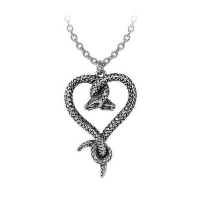 Alchemy Gothic Dichotamie Serpent Heart Necklace Twin Snake Gothic Pewter Jewellery