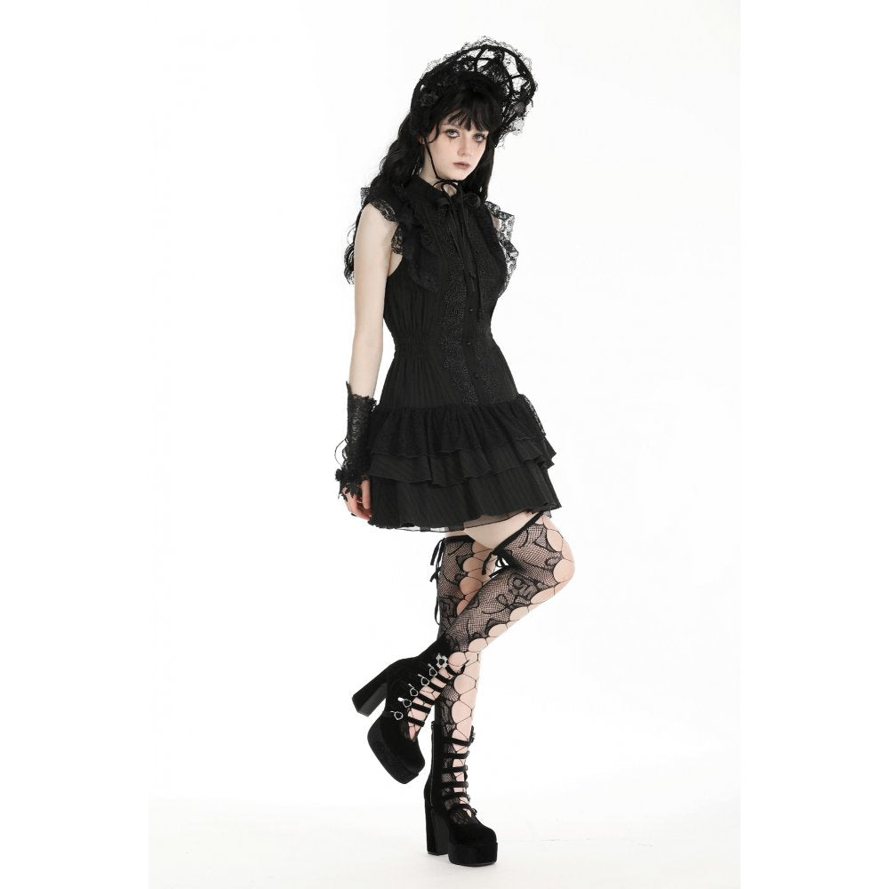 Dark in Love Evelina Sleeveless Tiered Goth Dress