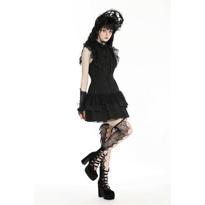 Dark in Love Evelina Sleeveless Tiered Goth Dress