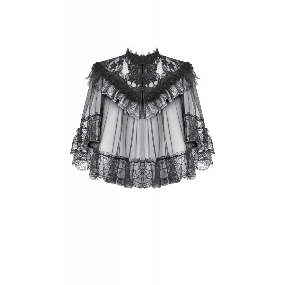 Dark in Love Morwenna Gothic Lace Ruffle Capelet