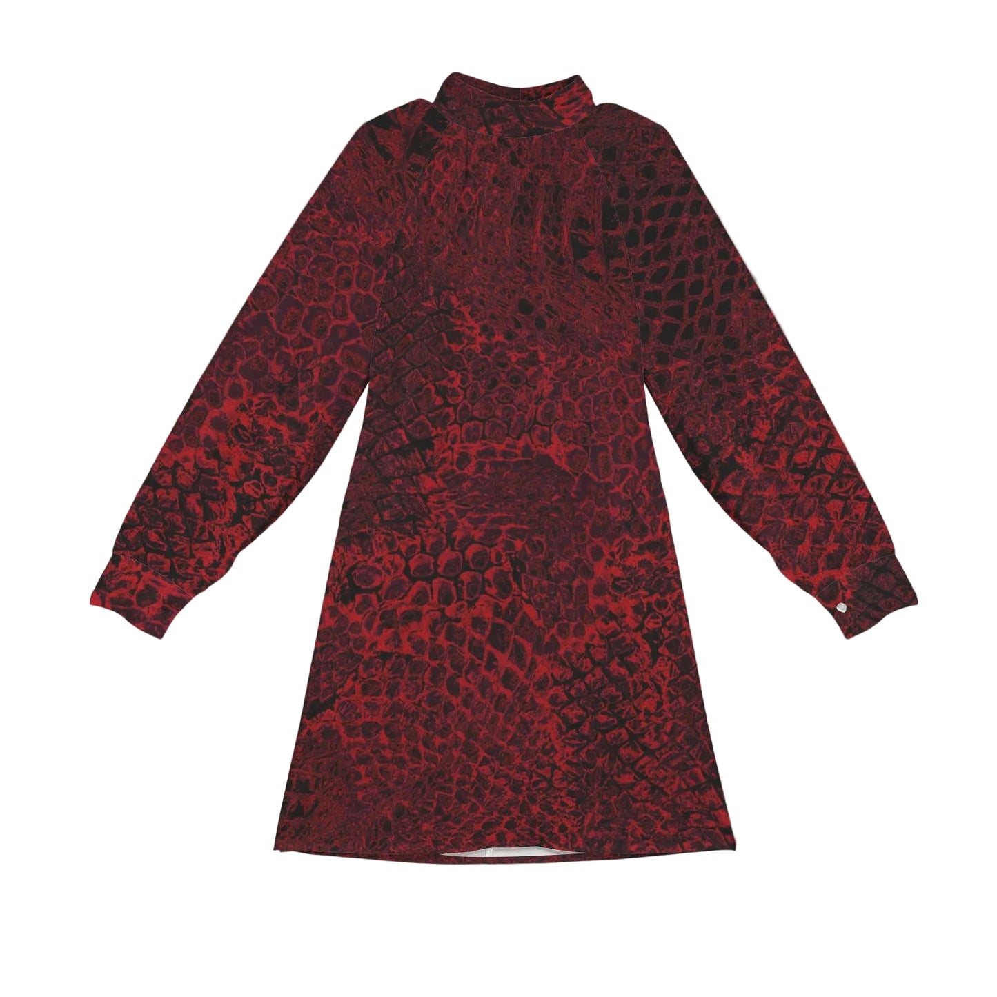ANTIBrand Misfits Rack - Bloodscale Mock Neck Lantern Sleeve Mini Dress - S (UK 10–12)