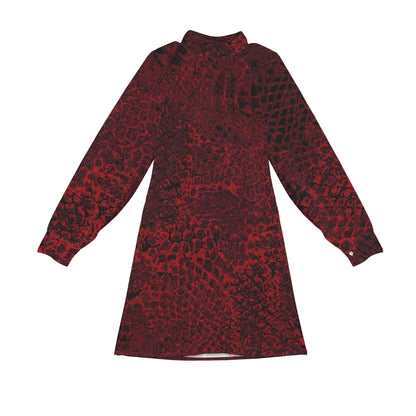 ANTIBrand Misfits Rack - Bloodscale Mock Neck Lantern Sleeve Mini Dress - S (UK 10–12)