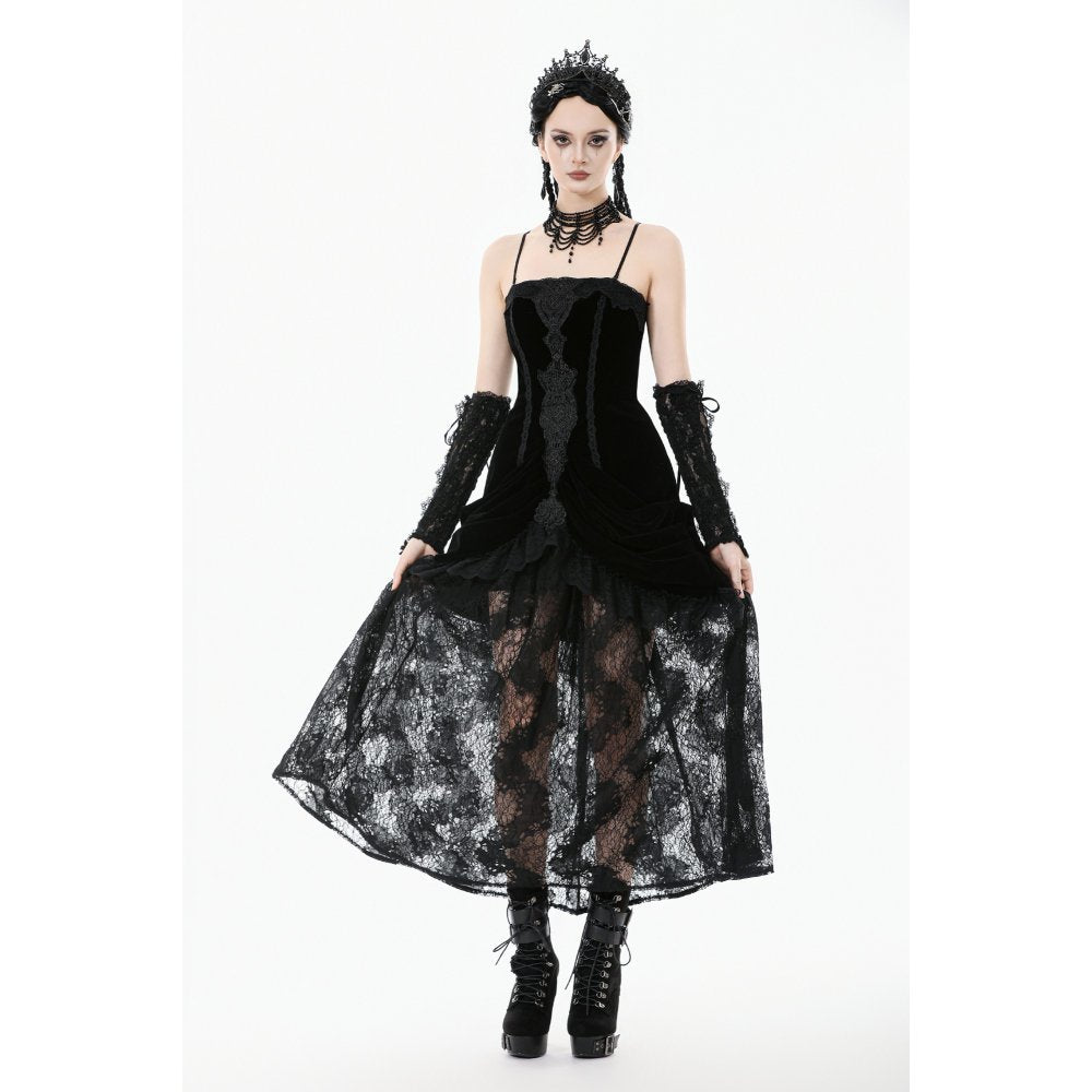 Dark in Love Vampiress Royal Velvet and Lace Maxi Dress