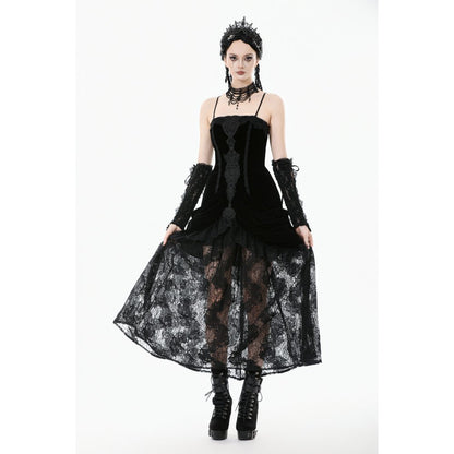 Dark in Love Vampiress Royal Velvet and Lace Maxi Dress