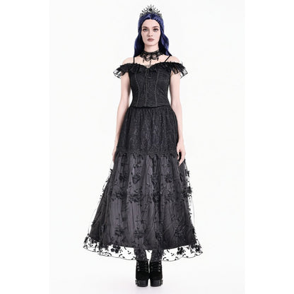 Dark in Love Floral Applique Lace Maxi Skirt