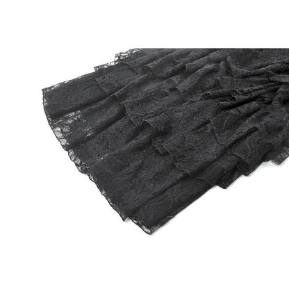 Dark in Love Vintage Gothic Lace Layered Maxi Skirt