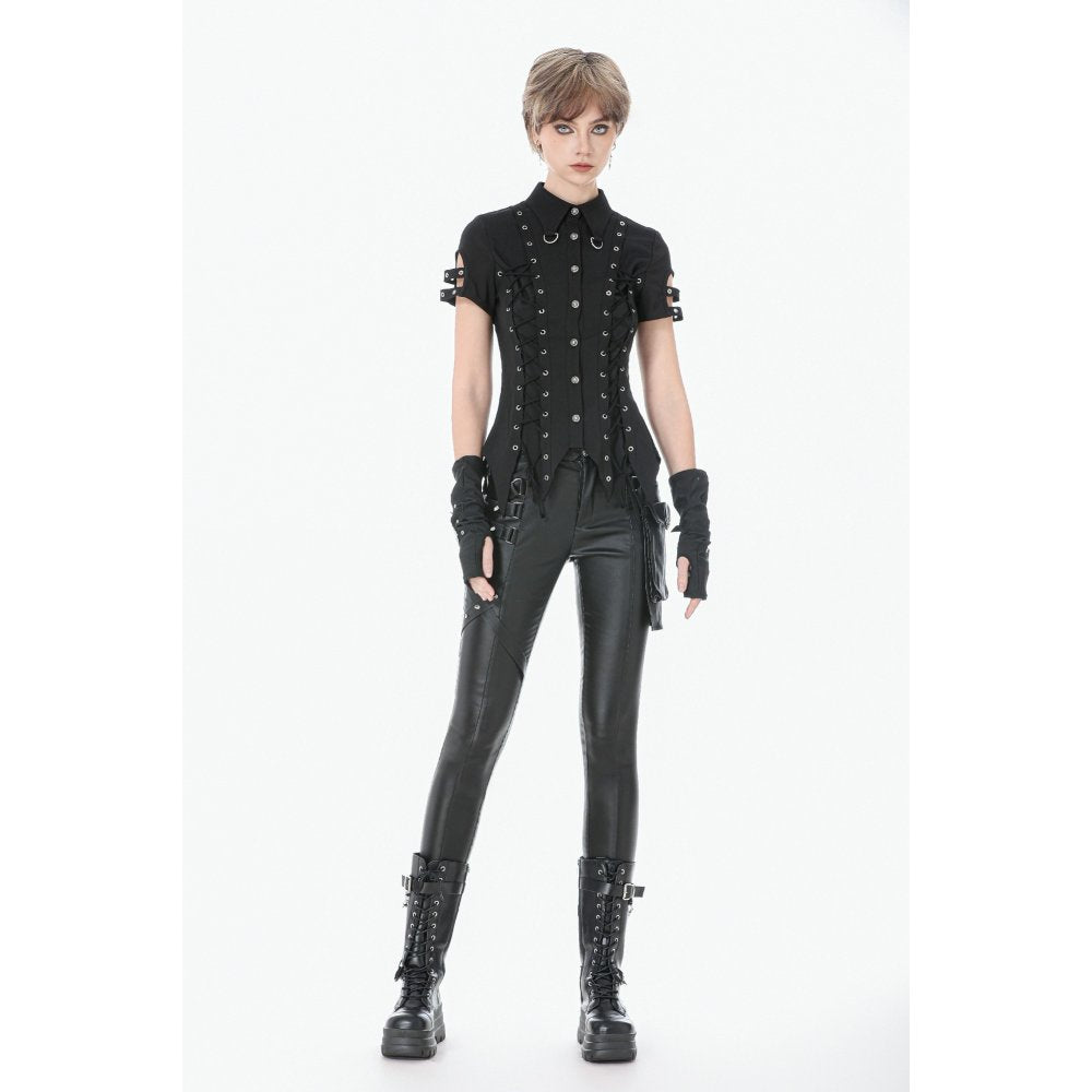 Dark in Love Ruptured Lace-Up Punk Shirt