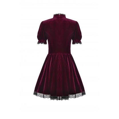 Dark in Love Ophelia Lace Collar Burgundy Velvet Goth Dress