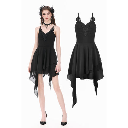 Dark in Love Asymmetric Flowy Chiffon Dress