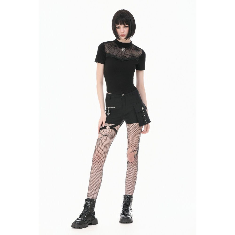 Dark in Love Spiderweb Mesh Short Sleeve Top