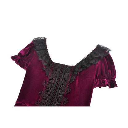 Dark in Love Velvet Lace Patchwork Dress
