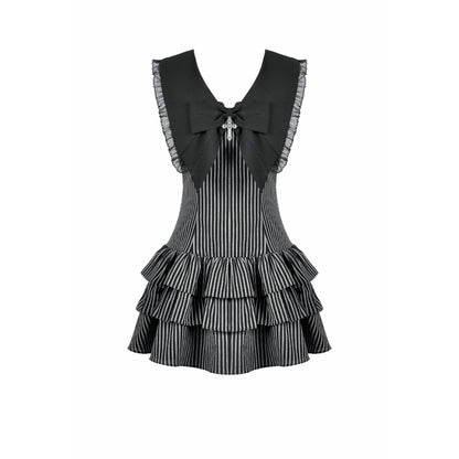 Dark in Love Vintage Striped Ruffle Tier Dress