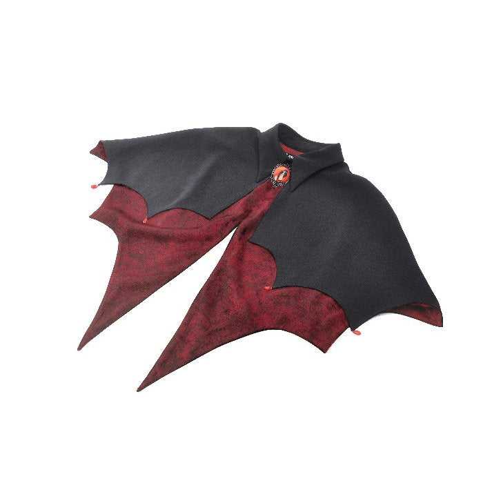 Dark in Love Camazotz Vampire Bat Shaped Capelet in Black and Blood Red - Kate's Clothing