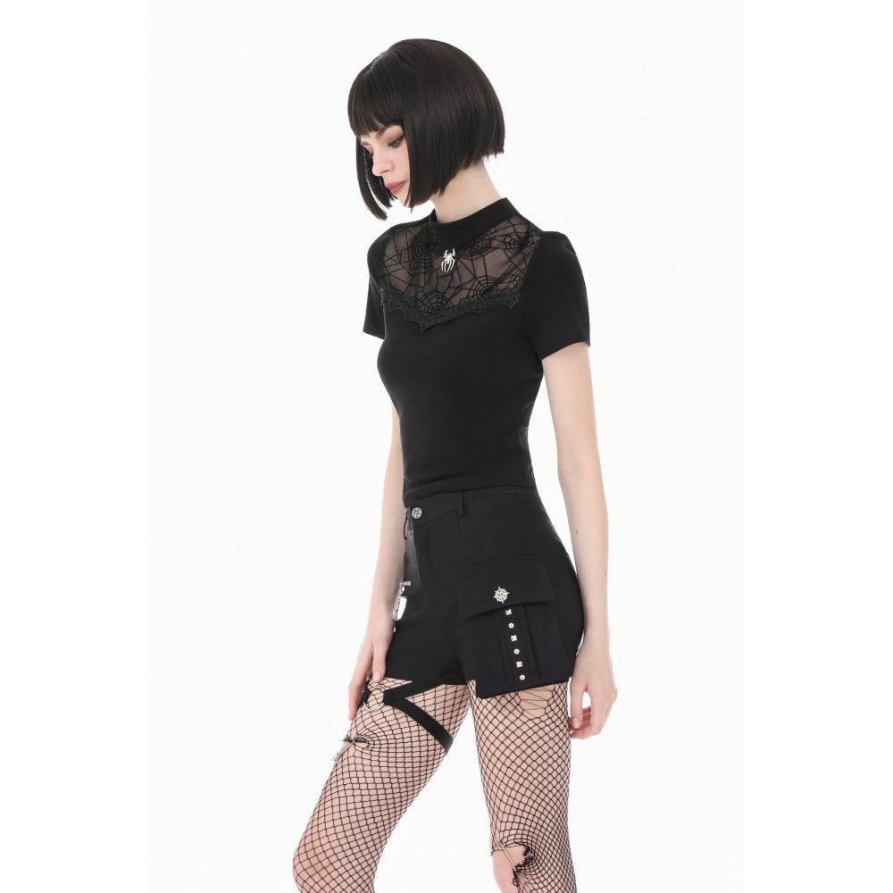 Dark in Love Spiderweb Mesh Short Sleeve Top