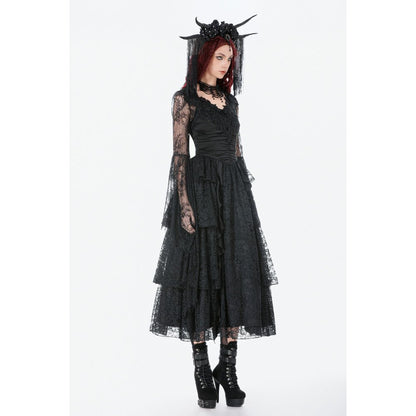 Dark In Love Gothic Deep-V Lace Bell Sleeve Cape