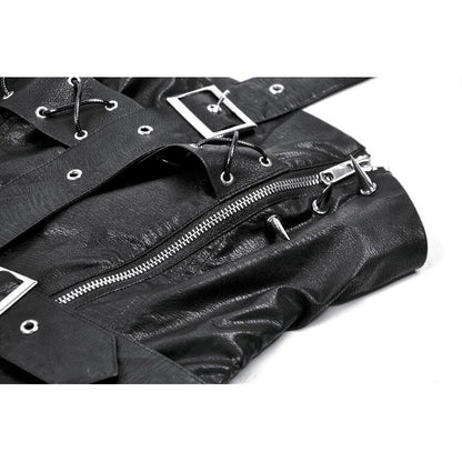 Dark in Love Vespera One-Shoulder Spiked Faux Leather Corset Top