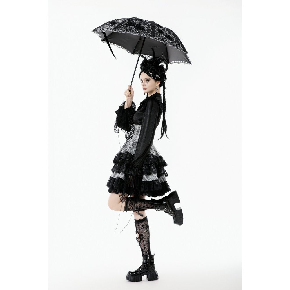 Dark in Love Belladonna Embroidered Folding Parasol