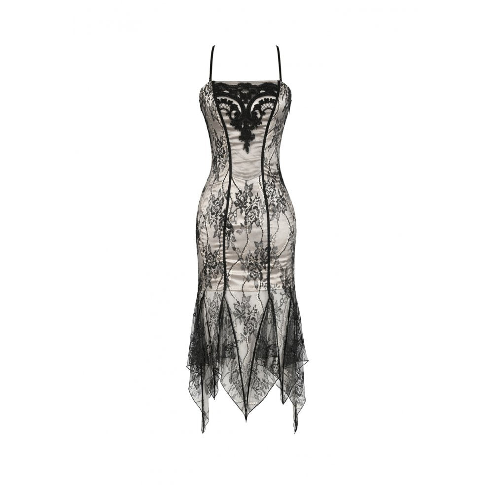 Dark in Love Shredded Harness Asymmetric Dress