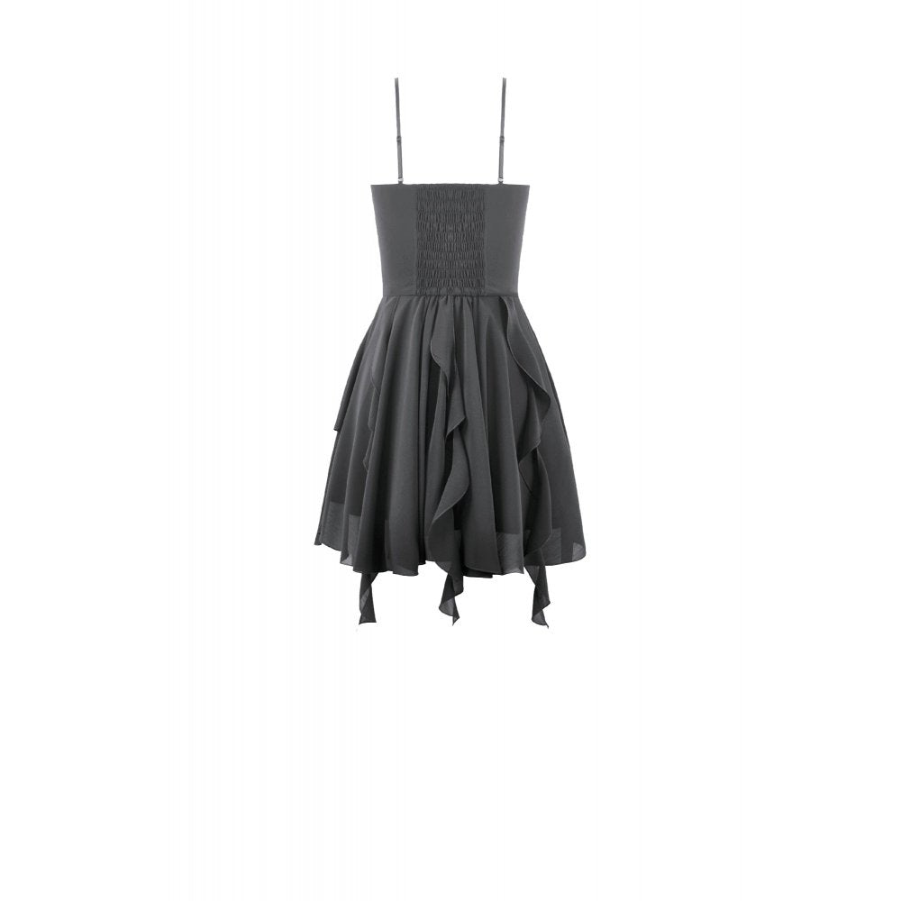 Dark in Love Asymmetric Flowy Chiffon Dress