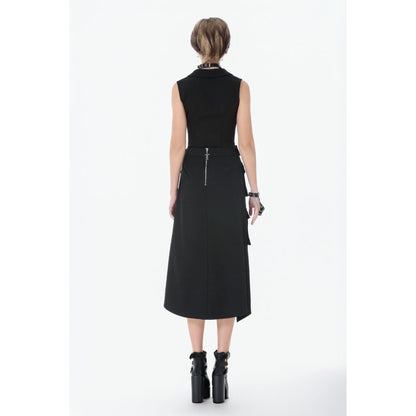 Dark in Love Punk Layered Pocket Cutout Belted Long Skirt