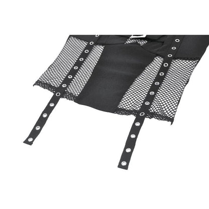 Punk Rave Bondage Mesh Panel Buckle Top