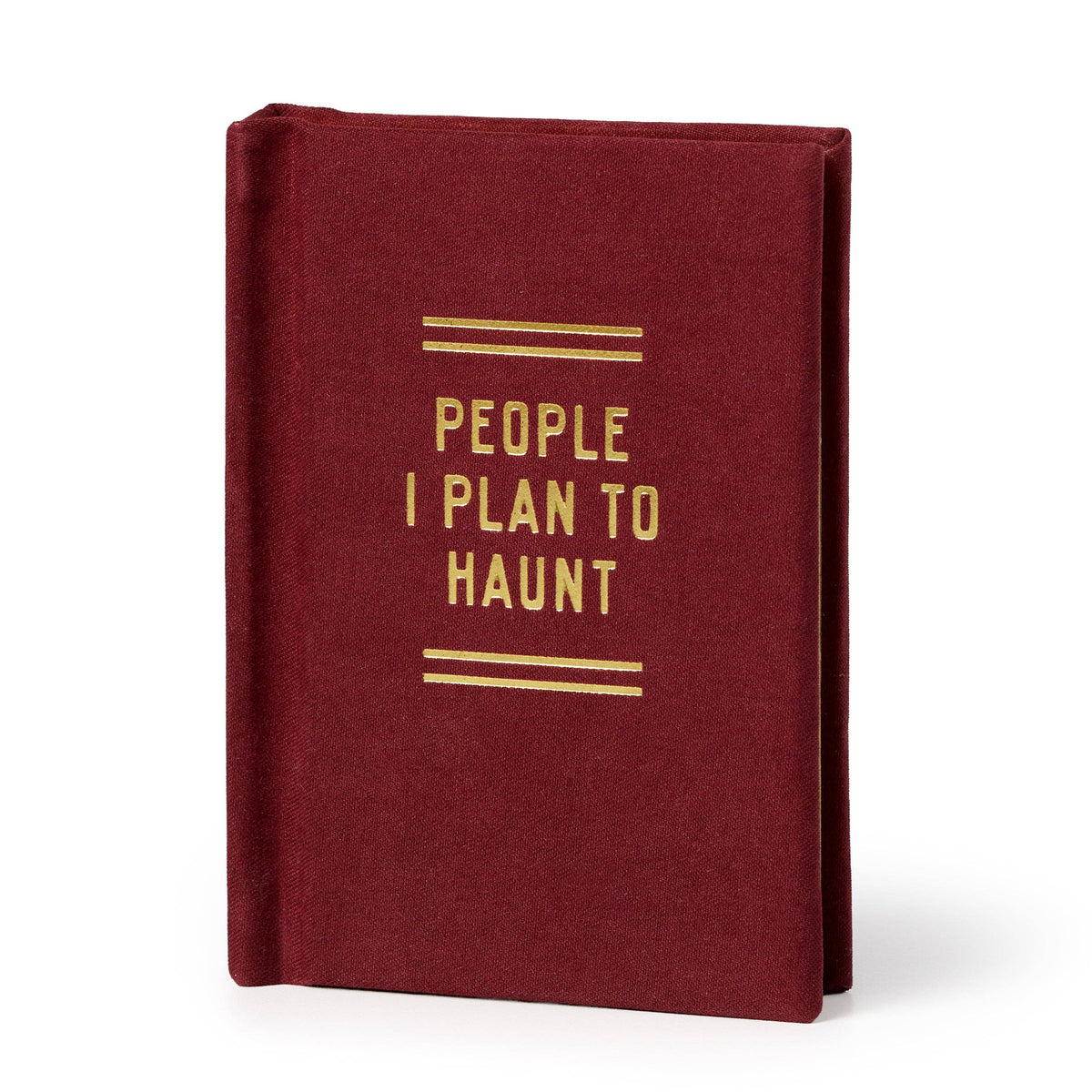 The diary standing upright, seen from the front at a slight angle.