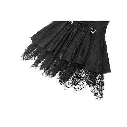 Dark in Love Mortalis Lace-Up Goth Dress in Black