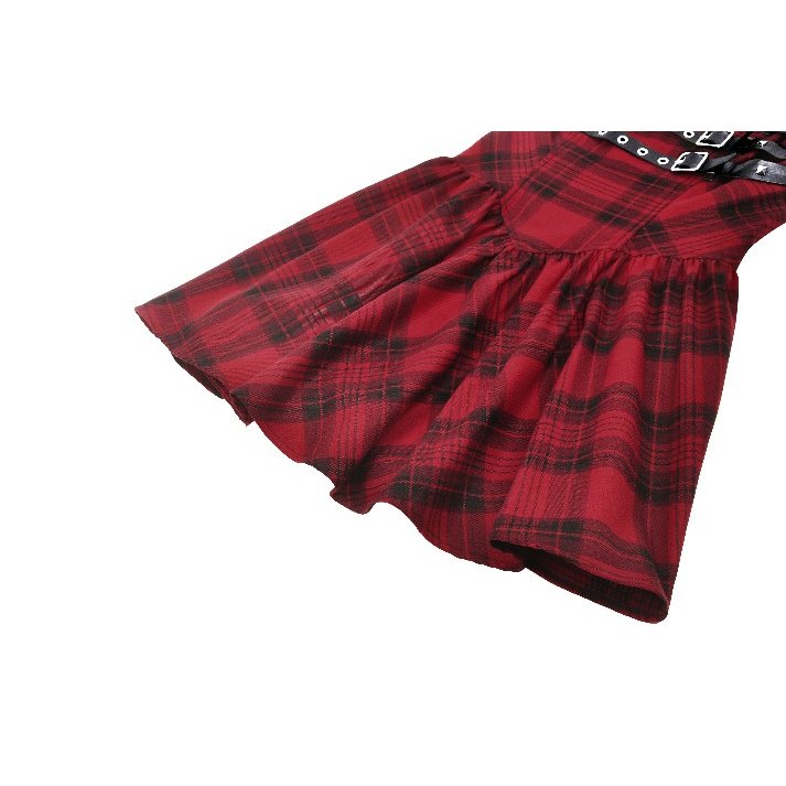 Dark in Love Evelyn Black and Red Tartan Mini Dress - Kate's Clothing