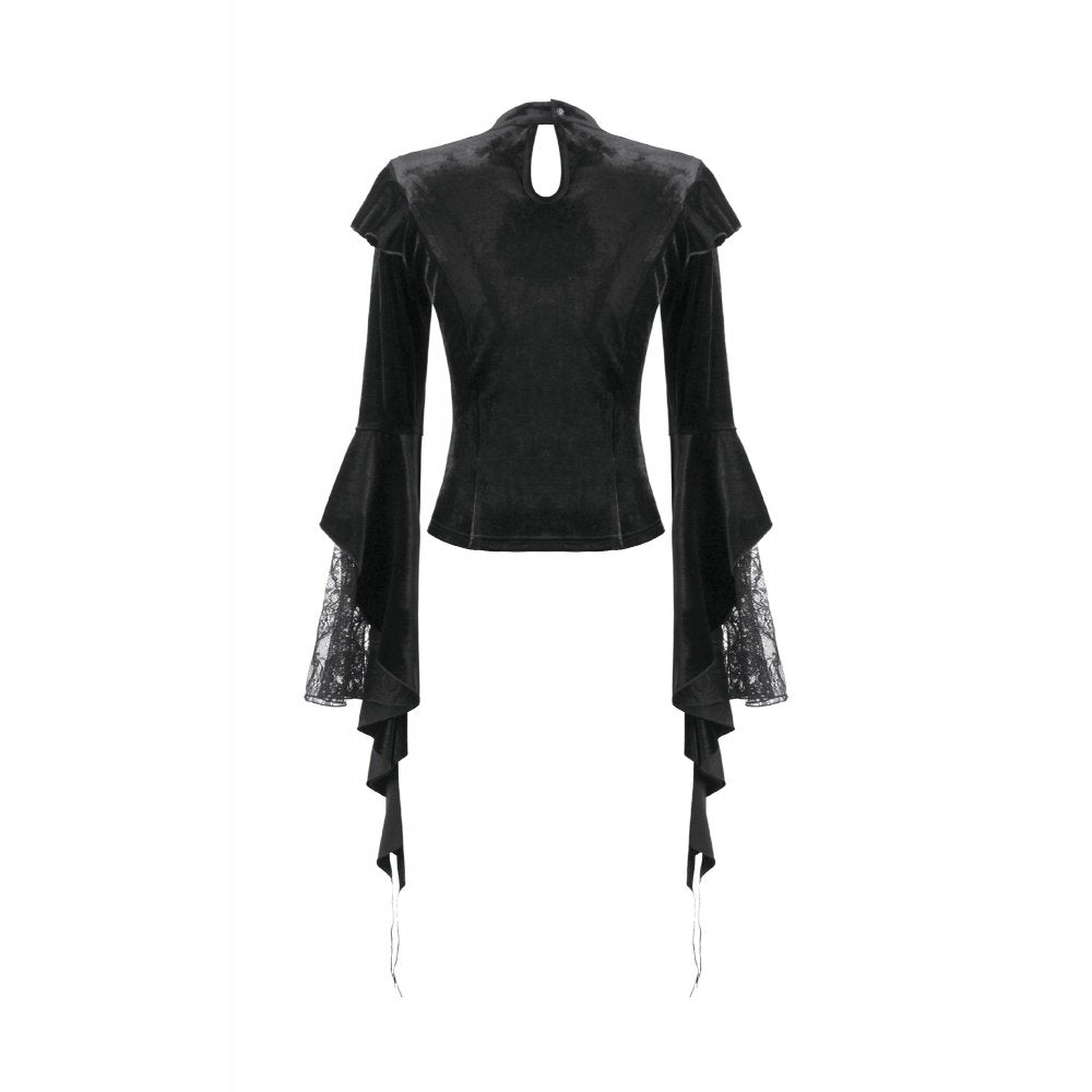 Dark in Love Gothic Velvet Lace High-Neck Top
