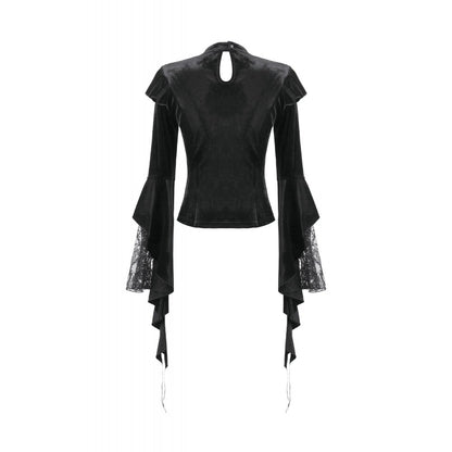 Dark in Love Gothic Velvet Lace High-Neck Top
