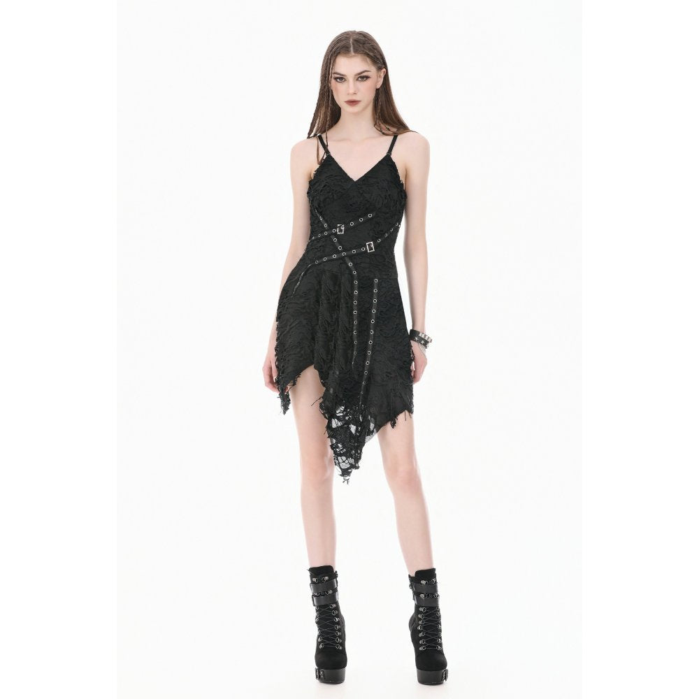 Dark in Love Shredded Harness Asymmetric Dress