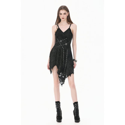 Dark in Love Shredded Harness Asymmetric Dress