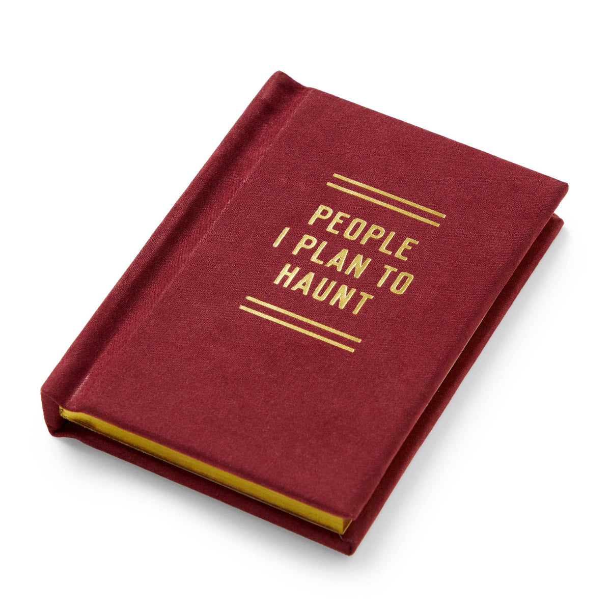 The diary lying flat at an angle, showing the gold page edges.