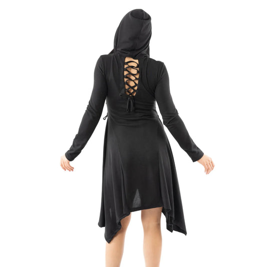 Innocent Lifestyle Emerson Hooded Cardigan with Cut Out Lace Up Feature - Kate's Clothing