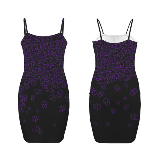 ANTIBrand purple skull print goth mini bodycon dress