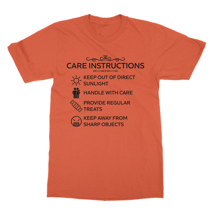 Care Instructions T-Shirt – Black Print | Classic Heavy Cotton Unisex Tee