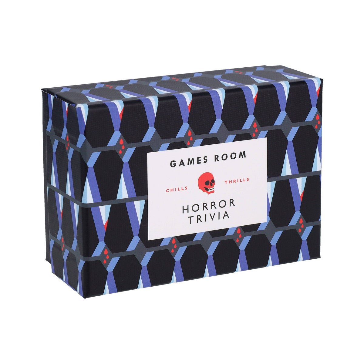 Horror Trivia box angled to show the front and the top edge.