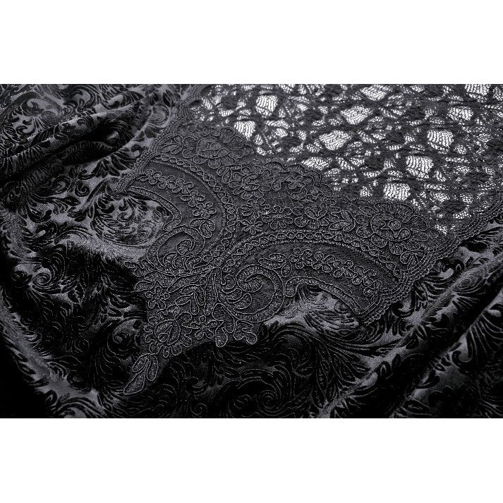 Dark in Love Cyra Gothic Jacquard Velvet Bell Sleeve Top - Kate's Clothing