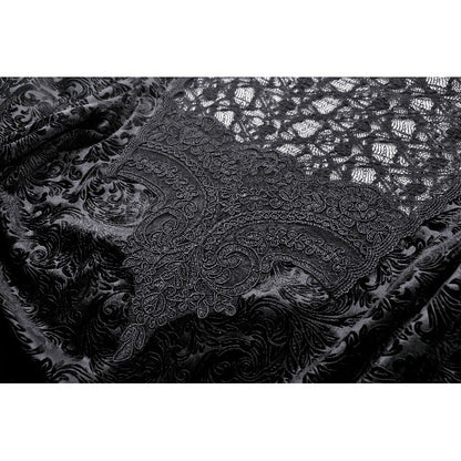 Dark in Love Cyra Gothic Jacquard Velvet Bell Sleeve Top - Kate's Clothing