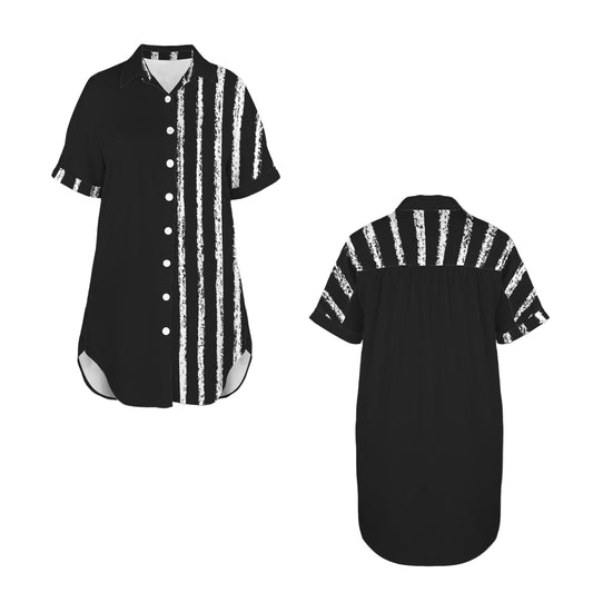 ANTIBrand monochrome stripe shirt dress in black and white